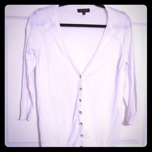 The Limited Cardigan. White 3/4 sleeve. Size L